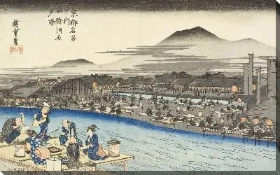 Картина Прохладный вечер (1830) (Evening Cool at Shijokawara)