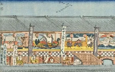 Картина Выступление (1847-1852) (Opening Performance (Kaomise) at Saruwakachō)