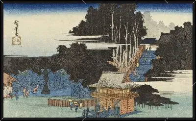 Картина Паломники (1833-1843) (Pilgrims at the Fudō Shrine, Meguro)