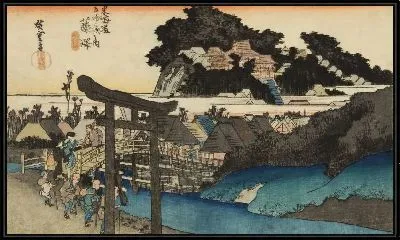Картина Храм (1833) (Yugyoji Temple, Fujisawa, from the series the Fifty-three Stations of the Tokaido (Hoeido edition))