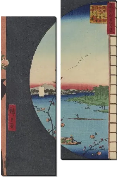 Картина Масаки (Meisho Edo Hyakkei - Masaki no Hotori yori)