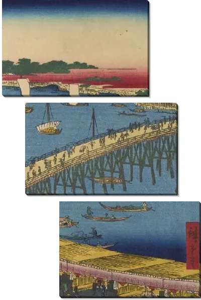 Картина Баши (Meisho Edo Hyakkei - Ryogoku Bashi Okawabata)