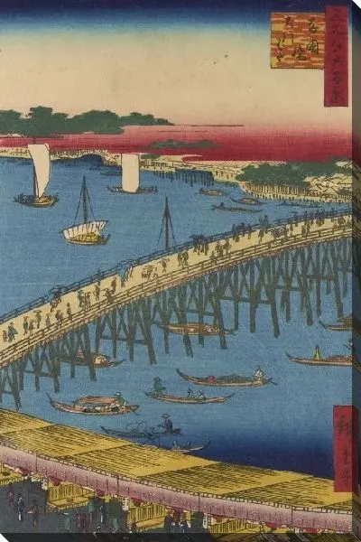 Картина Баши (Meisho Edo Hyakkei - Ryogoku Bashi Okawabata)