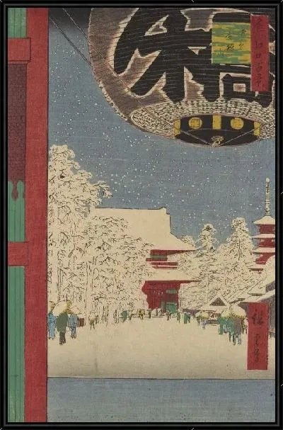 Картина Асакуса (Meisho Edo Hyakkei - Asakusa Kinryuzan)