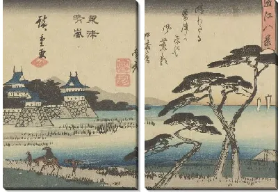 Картина Озеро Оми (Awazu no seiran, from the series, Eight Views of Lake Omi)