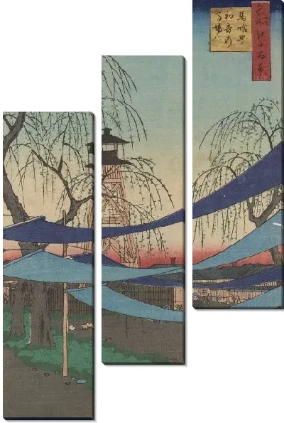Картина Пожарная каланча и ткань для сушки (Meisho Edo Hyakkei - Fire tower and cloth drying)