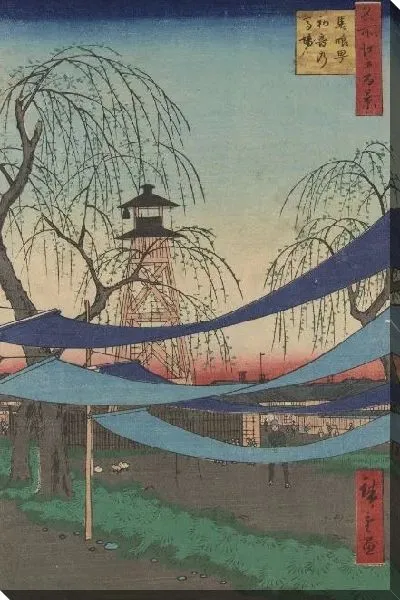 Картина Пожарная каланча и ткань для сушки (Meisho Edo Hyakkei - Fire tower and cloth drying)