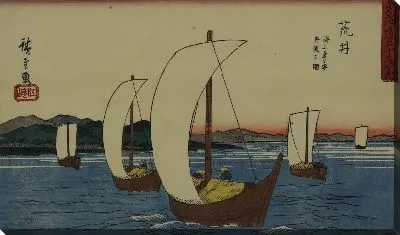 Картина Море (1840) (The Ichiri-Han Sea Ferry, Arai, from the series The Fifty-three Stations of the Tokaido (Gyosho edition))