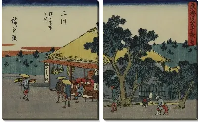 Картина Футагава (1840) (Sarugababa, Futagawa, from the series The Fifty-three Stations of the Tokaido (Gyosho edition))