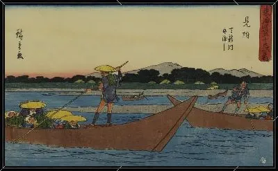 Картина Река Тэнрю (1840) ( Tenryu River Ferry Crossing, Mitsuke, from the series The Fifty-three Stations of the Tokaido (Gyosho Edition))