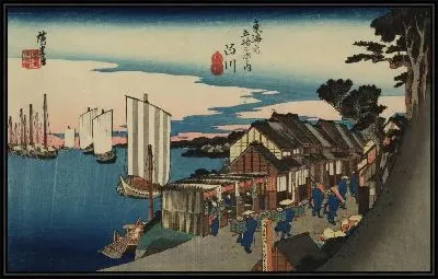 Картина Восход (1833) (The Sunrise, Shinagawa, from the series the Fifty-three Stations of the Tokaido (Hoeido edition))