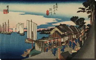 Картина Восход (1833) (The Sunrise, Shinagawa, from the series the Fifty-three Stations of the Tokaido (Hoeido edition))
