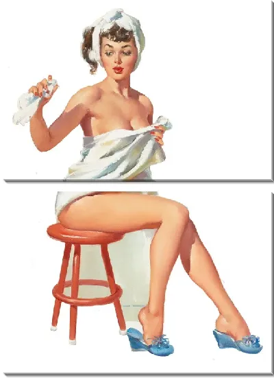 Модульная картина Девушка в полотенце на стуле