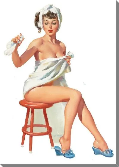 Постер Девушка в полотенце на стуле