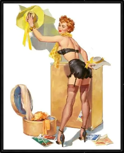 Картина Девушка в чулках и с жёлтой шляпой в руках