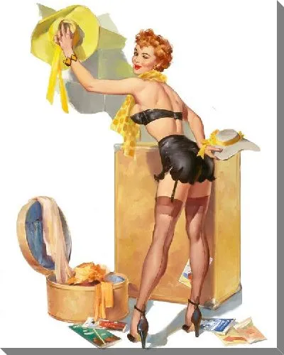 Картина маслом Девушка в чулках и с жёлтой шляпой в руках