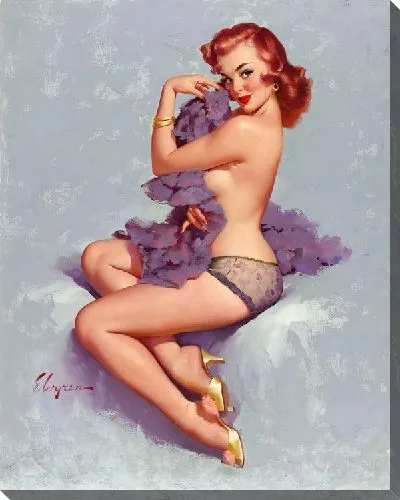 Картина маслом Обнаженная девушка с фиолетовым платьем в руках