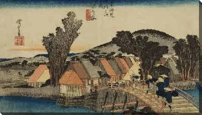 Картина Мост Шинмачи (1833) (Shinmachi Bridge, Hodogaya, from the series the Fifty-three Stations of the Tokaido (Hoeido edition))