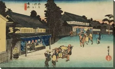 Картина Наруми (1833) (The Famous Arimatsu Dyeing Shops, Narumi, from the series the Fifty-three Stations of the Tokaido (Hoeido edition))