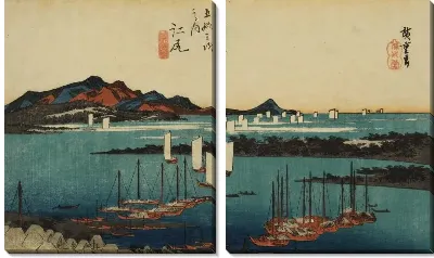 Картина Отдаленный вид (1833) (Distant View of Miho, Ejiri, from the series the Fifty-three Stations of the Tokaido (Hoeido edition))