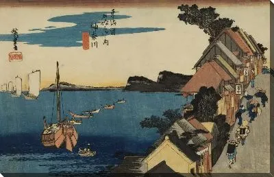 Картина Вид с Блафс, Канагава (1833) (View from the Bluffs, Kanagawa, from the series the Fifty-three Stations of the Tokaido (Hoeido edition))