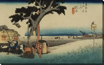 Чайхана под открытым небом (1833) (Open-air Teahouse, Fukuroi, from the series the Fifty-three Stations of the Tokaido (Hoeido edition))