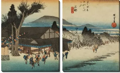 Картина Улица (1833) (Mekawa Village, Ishibe, from the series the Fifty-three Stations of the Tokaido (Hoeido edition))