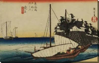 Картина Паромная переправа (1833) (The Seven-ri Ferry Crossing, Kuwana, from the series the Fifty-three Stations of the Tokaido (Hoeido edition))