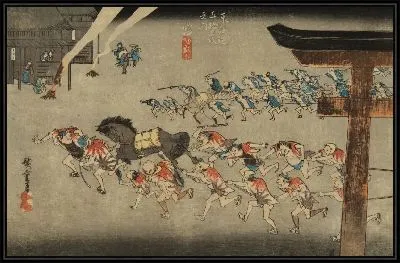 Картина Конноспортивный фестиваль (1833) (The Atsuta Horse-Driving Festival, Miya, from the series the Fifty-three Stations of the Tokaido (Hoeido edition))