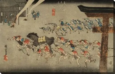 Картина Конноспортивный фестиваль (1833) (The Atsuta Horse-Driving Festival, Miya, from the series the Fifty-three Stations of the Tokaido (Hoeido edition))
