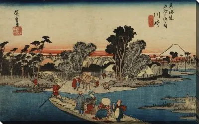 Картина Река Рокуго (1833) (The Rokugo River Ferry, Kawasaki, from the series the Fifty-three Stations of the Tokaido (Hoeido edition ))