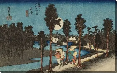 Картина Сумерки (1833) (Twilight Scene, Numazu, from the series the Fifty-three Stations of the Tokaido (Hoeido edition))