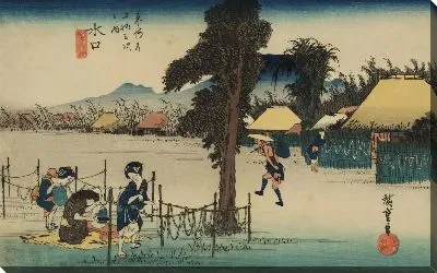 Картина Стружки сушеной тыквы (1833) (Dried Gourd Shavings, the Local Specialty, Minakuchi, from the series the Fifty-three Stations of the Tokaido (Hoeido edition))