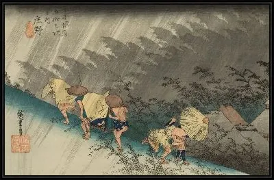 Картина Внезапный дождь (1833) (Rainstorm, Shono, from the series the Fifty-three Stations of the Tokaido (Hoeido edition))