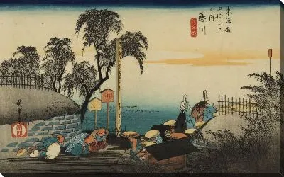 Картина Станция Маркер (1833) (Scene around the Relay Station Marker, Fujikawa, from the series the Fifty-three Stations of the Tokaido (Hoeido edition))
