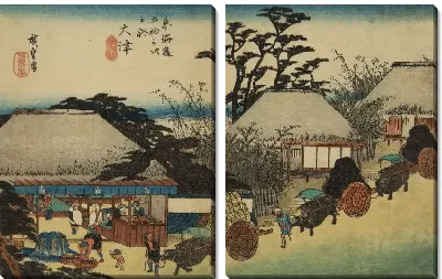 Картина Чайхана (1833) (The Hashirii Teahouse, Otsu, from the series the Fifty-three Stations of the Tokaido (Hoeido edition))