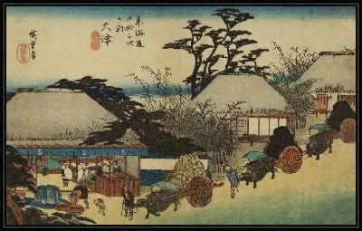 Картина Чайхана (1833) (The Hashirii Teahouse, Otsu, from the series the Fifty-three Stations of the Tokaido (Hoeido edition))
