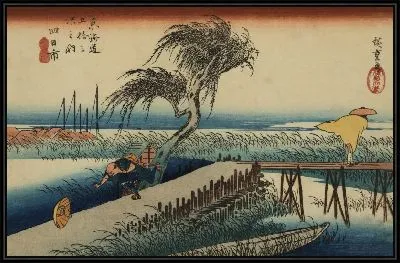 Картина Река Миэ (1833) (The Mie River, Yokkaichi, from the series the Fifty-three Stations of the Tokaido (Hoeido edition))