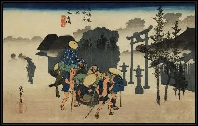 Картина Утренний туман (1833) (Morning Mist, Mishima, from the series the Fifty-three Stations of the Tokaido (Hoeido edition))