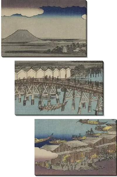 Картина Нихонбаши (1855) (Nihonbashi, from Fifty-three Stations Along the Tokaido (Tokaido Gojusan-tsugi))