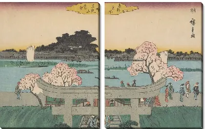 Картина Входные ворота в святилище (Entrance gate to Mimoguri Shrine, from the the series, Famous Places of the Eastern Capital)