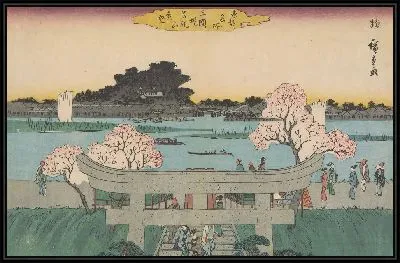 Картина Входные ворота в святилище (Entrance gate to Mimoguri Shrine, from the the series, Famous Places of the Eastern Capital)
