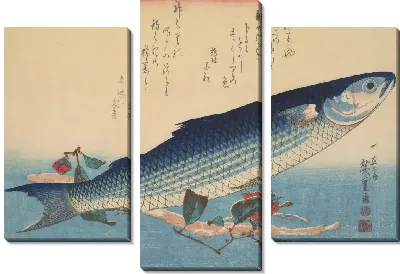 Картина Кефаль и камелия (1832-1833) (Common Gray Mullet (Bora) with Camellia, with inscription)