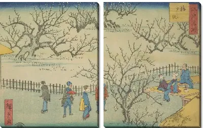 Картина Умеяшики (Ume yashiki, from the series, Famous Places of Edo)