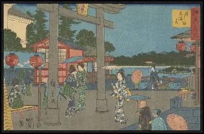 Картина Тенмангу (Yushima tenmangu, from the series, Edo meisho)