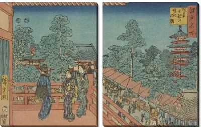 Картина Асакуса (Asakusa Kinryuzan, from the series, Famous places of Edo)