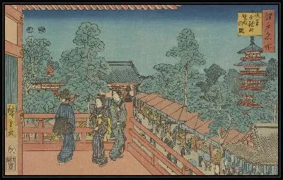 Картина Асакуса (Asakusa Kinryuzan, from the series, Famous places of Edo)