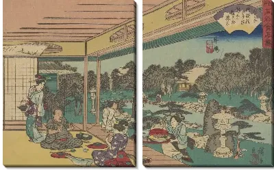Картина Ресторан (Musashiya restaurant in Ushijima, from the series, Famous restaurants of Edo)