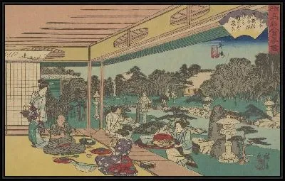 Картина Ресторан (Musashiya restaurant in Ushijima, from the series, Famous restaurants of Edo)