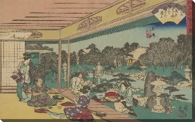 Картина Ресторан (Musashiya restaurant in Ushijima, from the series, Famous restaurants of Edo)